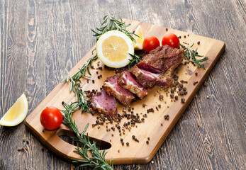 meat with lard cut into pieces