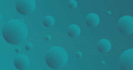 Teal balls over white line waves