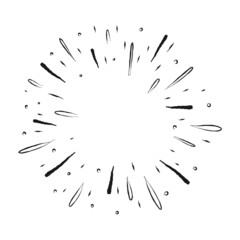 Sunburst doodle illustration. Star burst hand drawn linear explosion. Handmade Design elements.