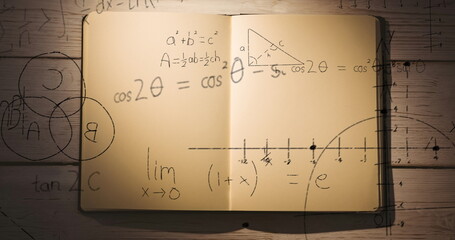 Fototapeta premium Mathematical equations against open book