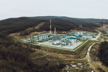 Gas compressor station. Natural gas plant.