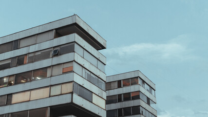 Building with color windows and sky on the background.