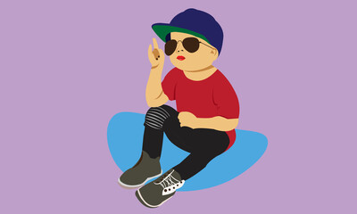 Cute Dj Child Flat Vector