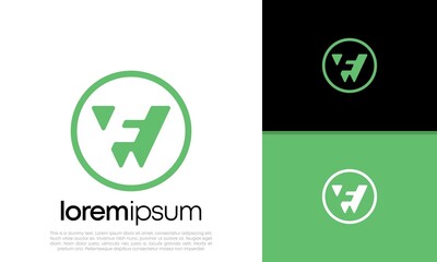 Initials W. WF. FW logo design. Innovative high tech logo template. Technology Logo.