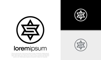 Initials S star logo design. Innovative high tech logo template.