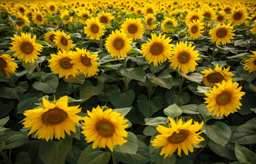 Many Sunflowers view on top