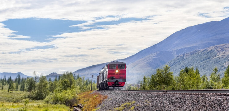 A train crossing the Ural Mountains beyond the Arctic Circle