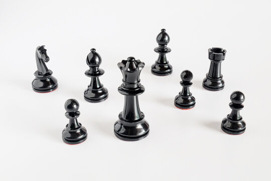 Black and white chess battle on white ,Chess victory,business concept.