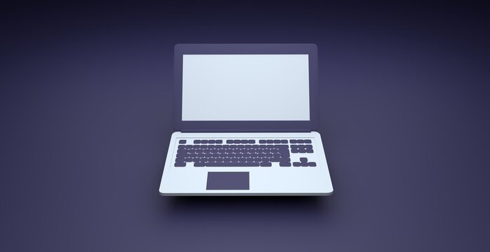 Laptop, Computer notebook on isolated background. Technology concept, 3d rendering