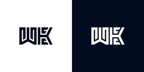 Minimal creative initial letters WK logo