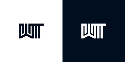Minimal creative initial letters WT logo