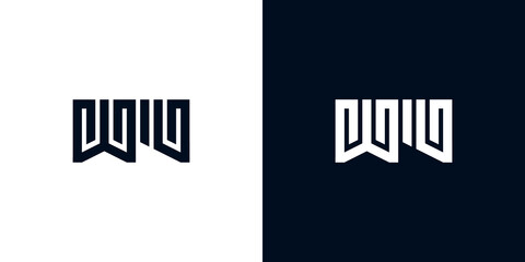 Minimal creative initial letters WU logo
