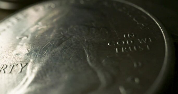 Quarter Coin Extreme Close Up Detail In God We Trust
