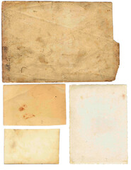 old papers set isolated on white background