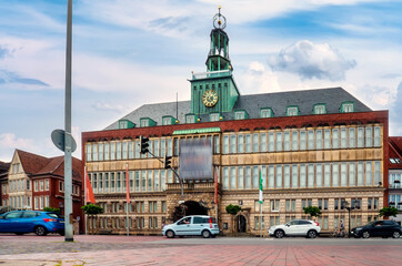 Town hall near the harbor in Emden, Lower Saxony, Germany
