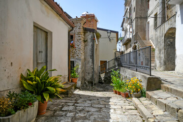 A street in the historic center of Chiaromonte, a old town in the Basilicata region, Italy.