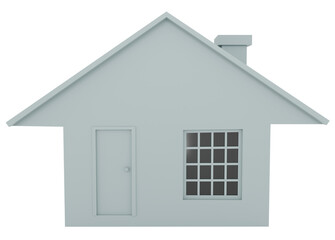 House isolated on white background. Facade. 3D Illustration