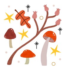 Orange autumn mushroom illustration