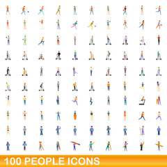 100 people icons set. Cartoon illustration of 100 people icons vector set isolated on white background