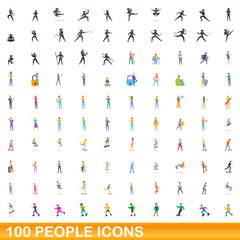 100 people icons set. Cartoon illustration of 100 people icons vector set isolated on white background