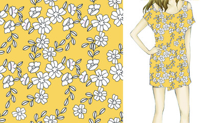 Seamless floral background. flowers pattern, used on mock up. Design for prints, wallpaper, textile. Vector illustration.