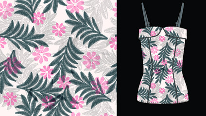 Seamless floral background. flowers pattern, used on mock up. Design for prints, wallpaper, textile. Vector illustration.
