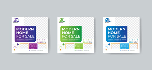 Real Estate Modern Home Sale, Social Media Post & Web banner Design Template