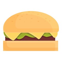 American burger icon cartoon vector. Hamburger bun. Restaurant cheeseburger