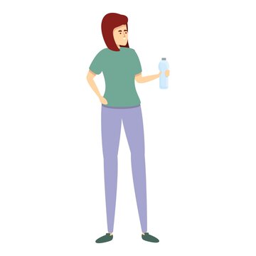 Woman drink water icon cartoon vector. Girl body. Person diet