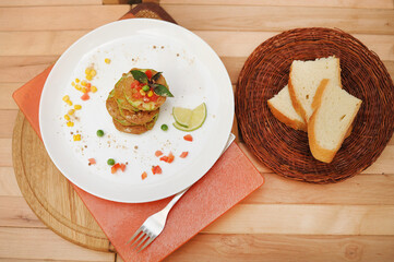 Vegetable barbeque fritters of zucchini on a plate