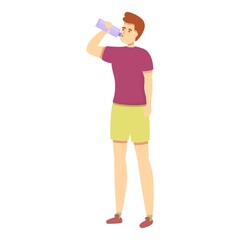 Fototapeta na wymiar Athlete drink water icon cartoon vector. Sport man. Fitness person