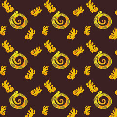 Snake Lizard Pattern Brown Background Exotic Animals Africa Cartoon Style Graphic.Used textiles, background, cover, banner, biology, learning.illustration vector