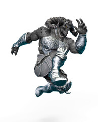 demon with horns is jumping