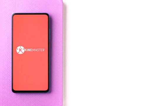 Assam, india - April 10, 2021 : KineMaster logo on phone screen stock image.