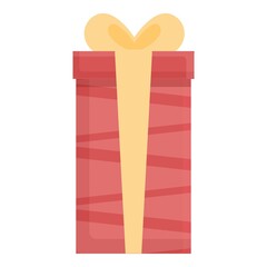 Red gift box icon cartoon vector. Ribbon present. Valentine surprise