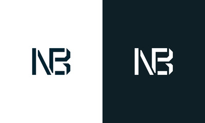 Creative minimal abstract letter NB logo.