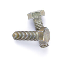 Old metal bolt screw tool isolated at white background