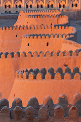 City walls of the ancient city of Khiva, at the sunset, Khiva, Uzbekistan