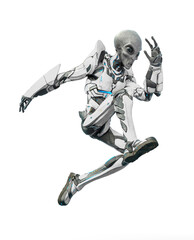 mega alien is jumping in action