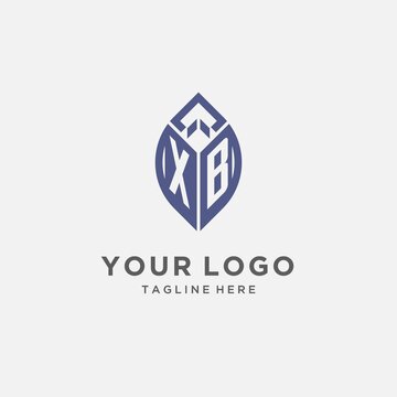 XB logo with leaf shape, clean and modern monogram initial logo design