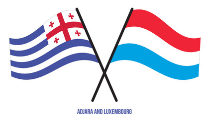 Adjara and Luxembourg Flags Crossed And Waving Flat Style. Official Proportion. Correct Colors.