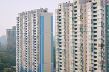 Fototapeta na wymiar modern city - skyscrapers in sleeping quarters. Living, lifestyle, building concept