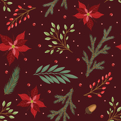 Fototapeta na wymiar Christmas and New Year seamless pattern, vector xmas background