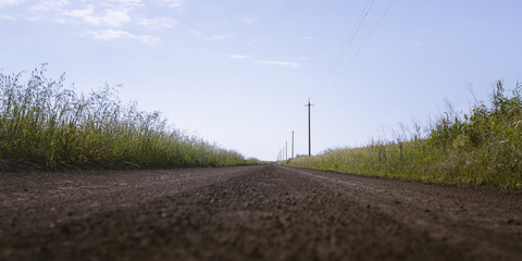 Close to the ground view on the rural road