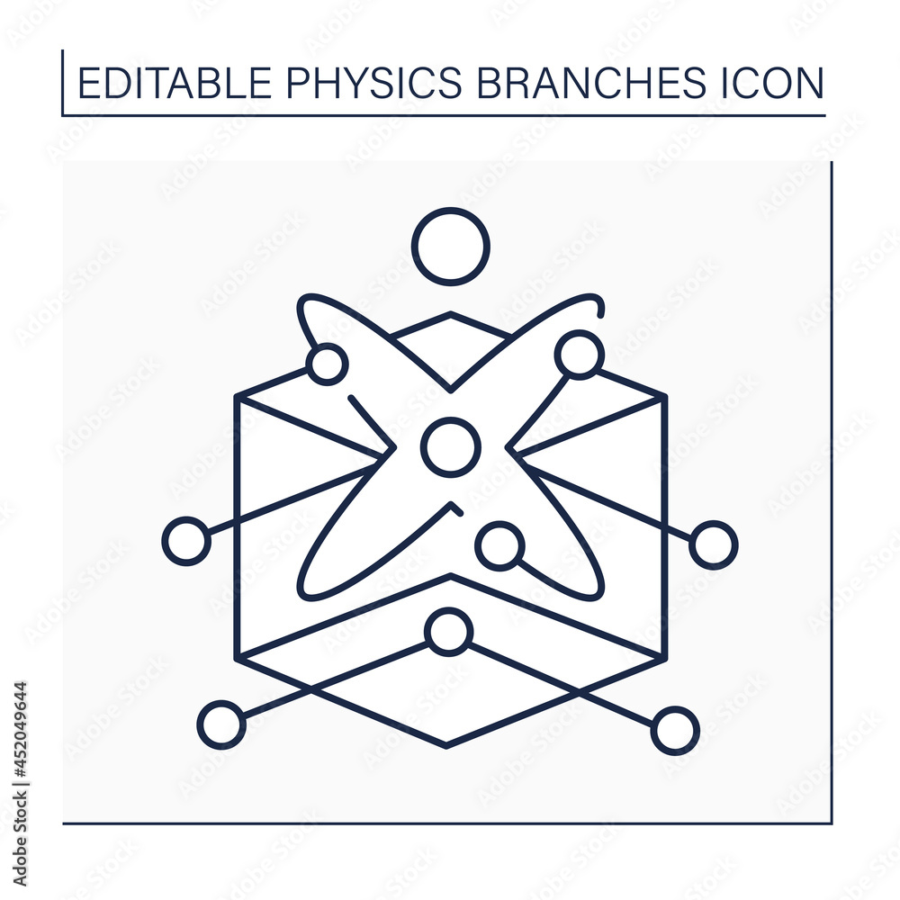 Poster solid-state physics line icon. properties of solid materials. electromagnetic and structural propert