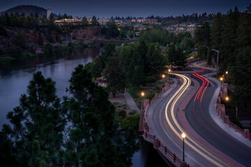 traffic on highway at night