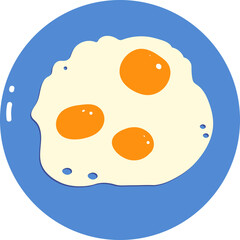 Scrambled eggs on a plate. Vector sketch breakfast