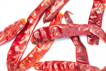 dried chili pepper on a white background