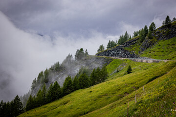 Grossglockner High Alpine Road in Austria in the mist - travel photography