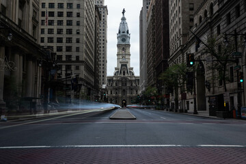Fototapeta na wymiar Long Exposure Portrait of Town Square in Philadelphia